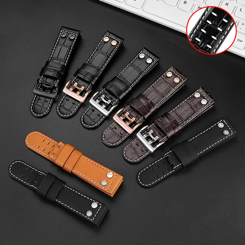 22MM 24MM Watch Strap for Hamilton Khaki Field Aviation H78646733 H78626583 series Genuine leather Watchband Men