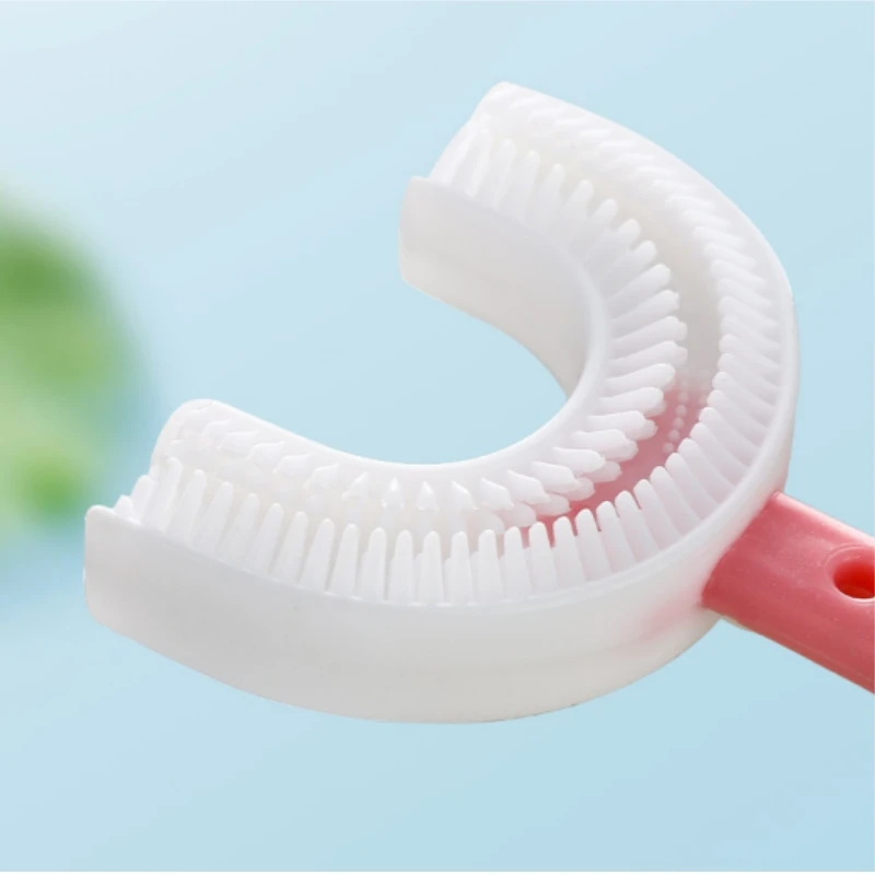 U Shaped Toothbrush Baby Toothbrush Food Grade Soft Silicone Brush Head 360° Oral Cleaning Design Manual Training Toothbrush