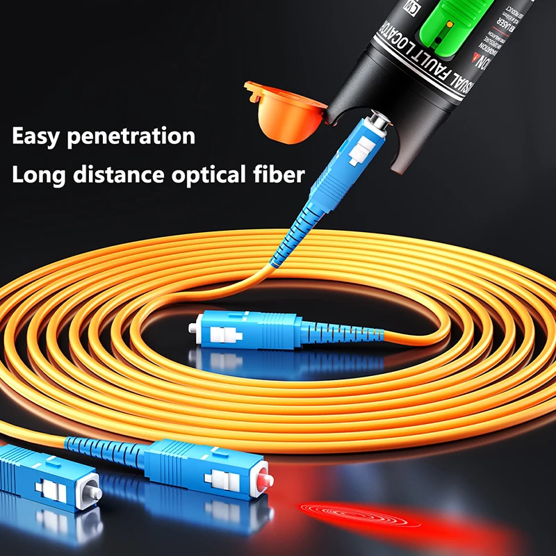 Visual Fault Locator 5MW-100MW Red Laser Pointer Optical Fiber Test Tool Fiber Optic Cable Tester FC/SC/ST Universal Interface