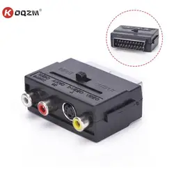 21 Pins SCART Male Plug To 3 RCA Female AV TV Audio Video Adaptor Converter