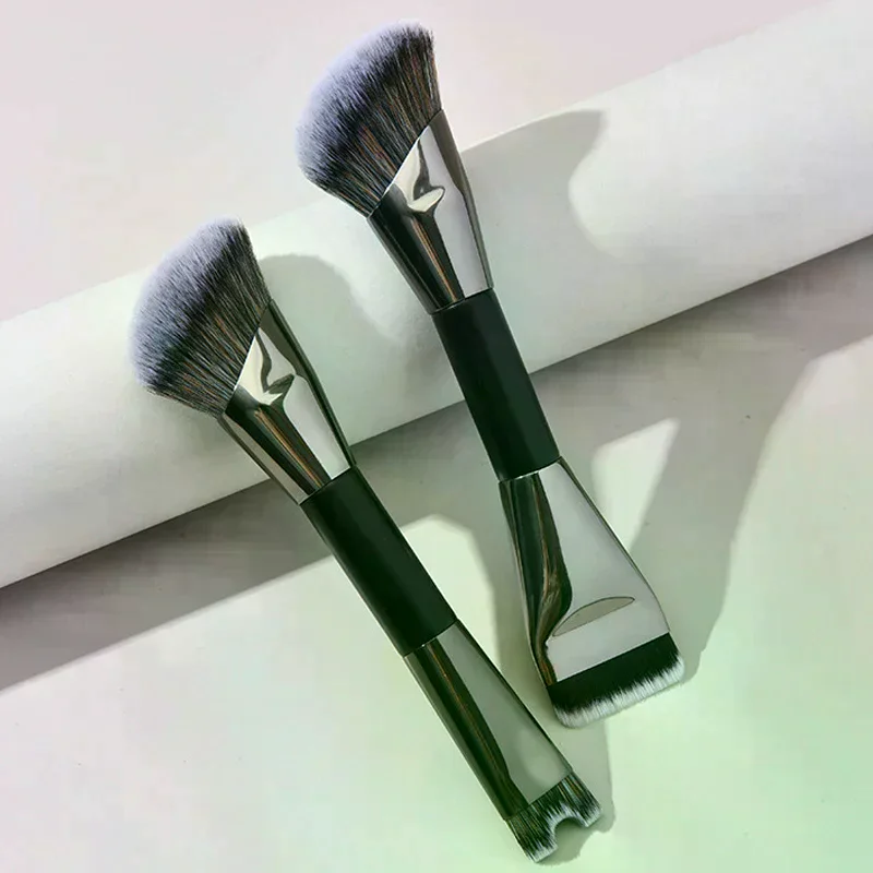 Pinceau de maquillage Double tête, pour poudre, fard à joues, fond de teint, en forme de U, pour ombre de nez, Contour, outil de beauté multifonctionnel