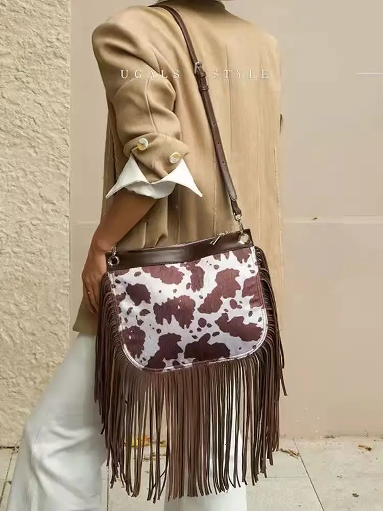 

Модная сумка-ведро с леопардовым принтом и бахромой, текстурированная, высококачественная, вместительная, роскошная сумка-тоут, клатч, сумка через плечо