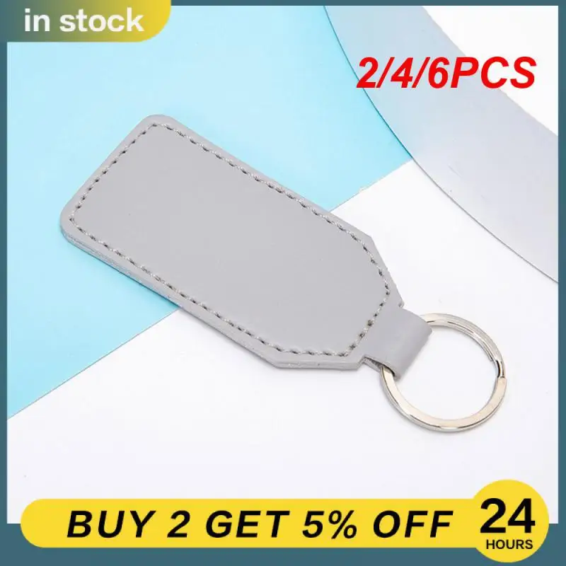 2/4/6PCS Choose Materials That Are Sturdy Keychains High Definition Printing Pu Leather Design Keyring Soft Leather Keychains