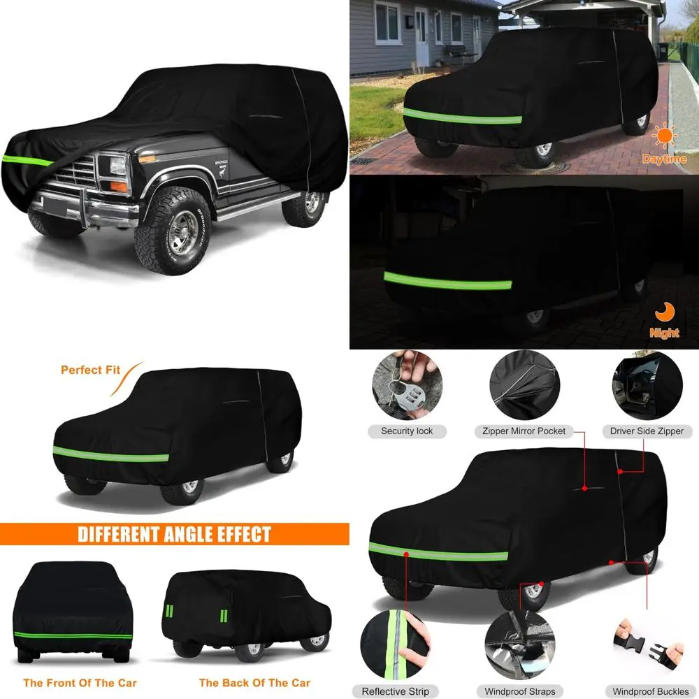 

All-Weather 6-Layer Custom Fit Car Cover for 1978-1996 Ford Bronco with Zipper Door and Windproof Design