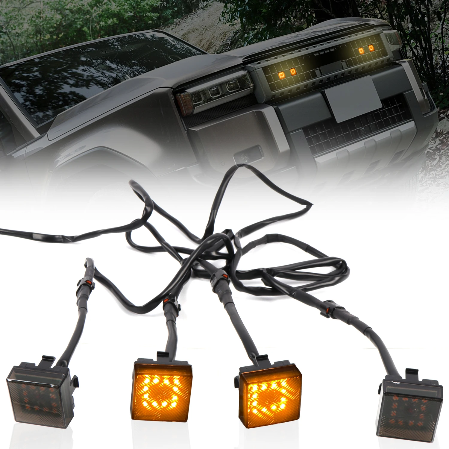 For Toyota Land Cruiser 250 Prado LC250 2024 Car Accessories Exterior Front Center Grille Lights Headlights Decor 1 Set