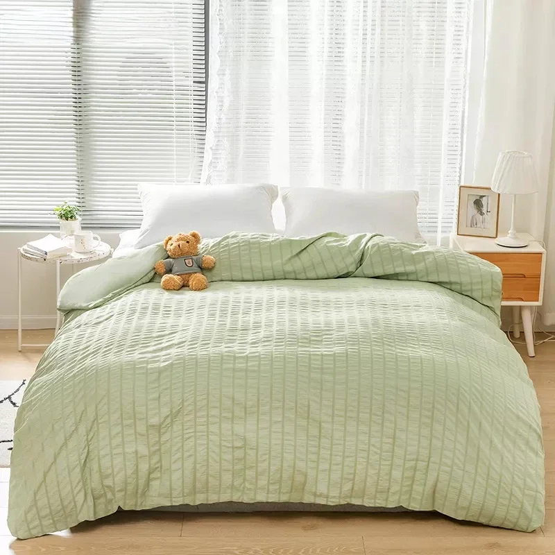 

Luxury Plain Dyed Seersucker Technics Fabric,Comforter Bedding Set ,Nordic Covers For Bed 150,Duvet Cover 200x200 For Bedroom