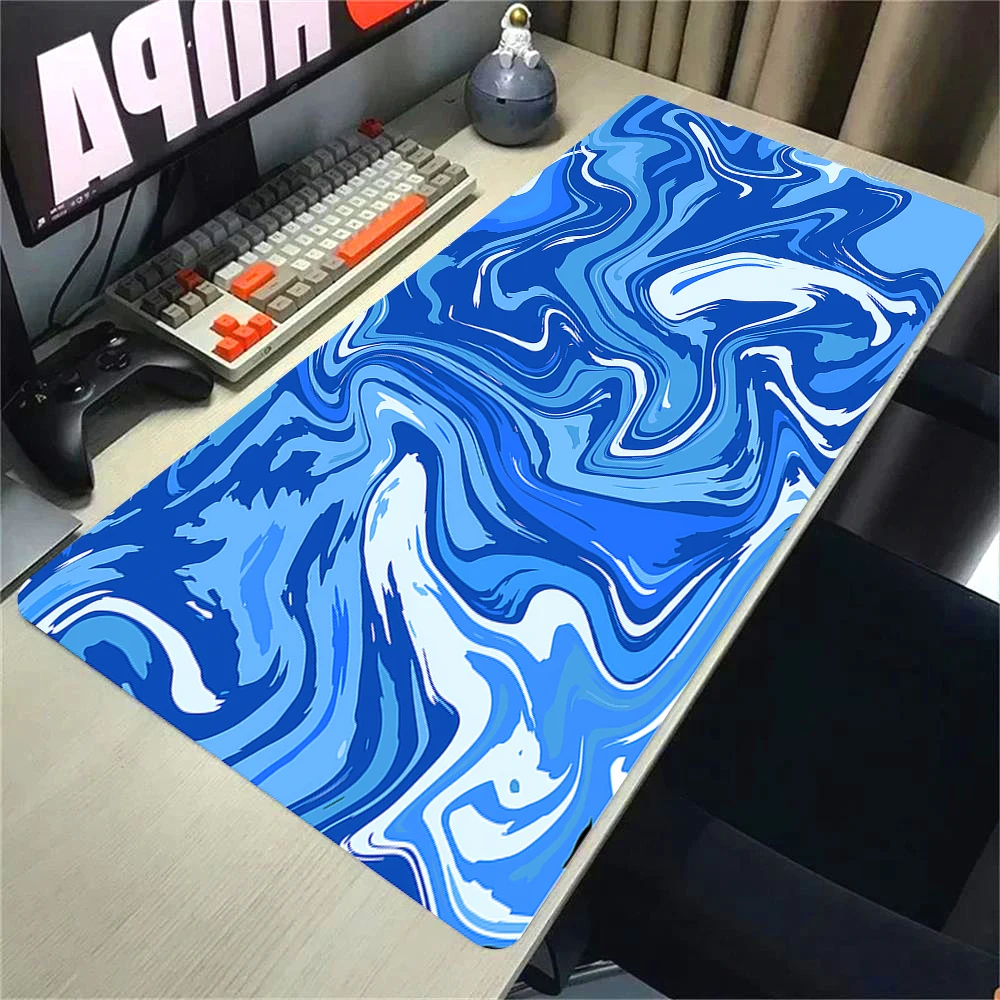 Gaming Mousepad XXL Large Keyboard The Table Speed Desk Mat Anime 800X300 Blue Mouse Mat Liquid Strata Art Mouse Pad Desk Mats