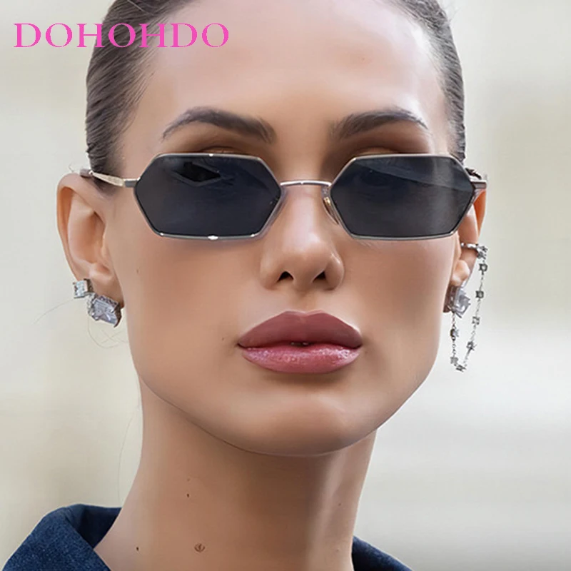 

DOHOHDO Brand Design Fashion Polygonal Metal Sunglasses Retro Ladies Glasses Classic Trend Luxury Driving Travel Eyewear UV400