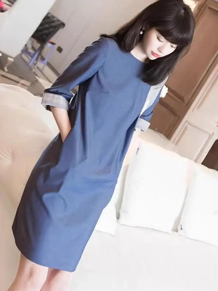 

Элегантная прямая юбка из шифона для офиса, с эффектом похудения, с круглым вырезом, профессиональный дизайн, летняя мода