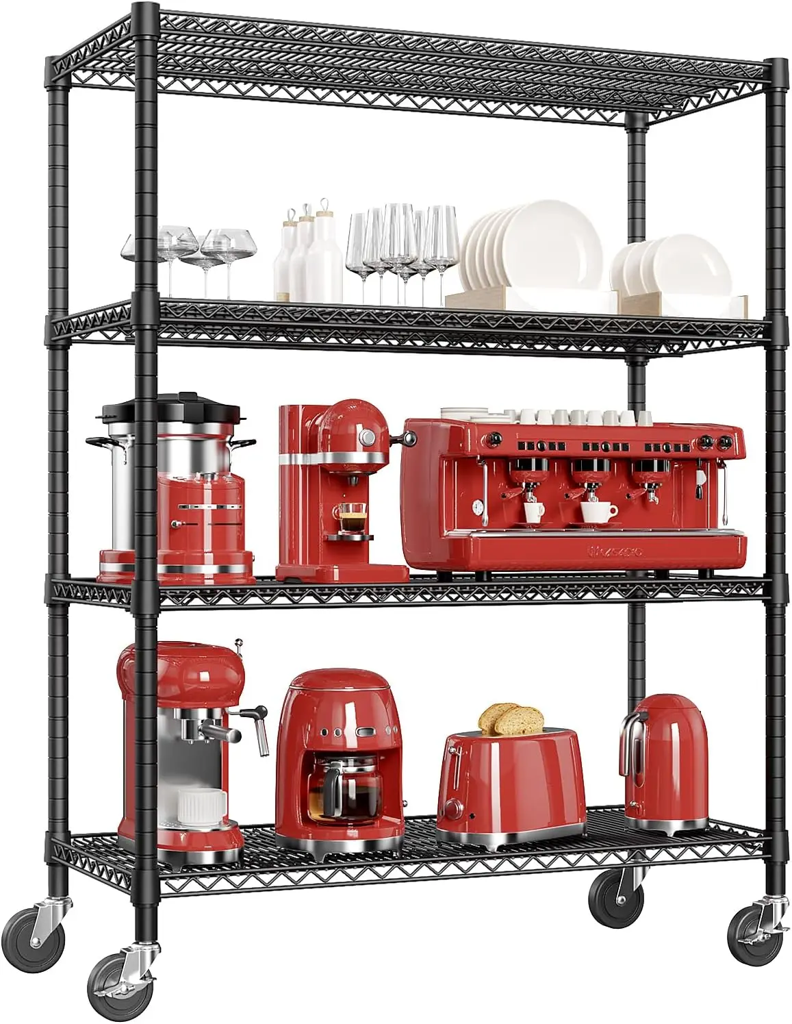 

Металлические стеллажи для хранения тяжелых грузов, четырехъярусные, регулируемые, универсальные, грузоподъемность 1450 кг, 23.6 Г x 53.1 Ш x 73.6 В дюймов