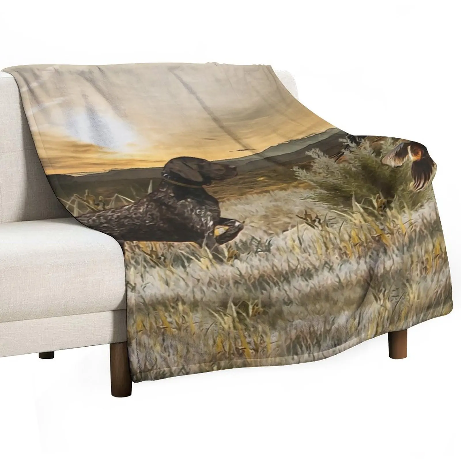

Pheasant Hunting Season with GSP Throw Blanket wednesday Bed covers Decorative Sofas Flannel Fabric Blankets