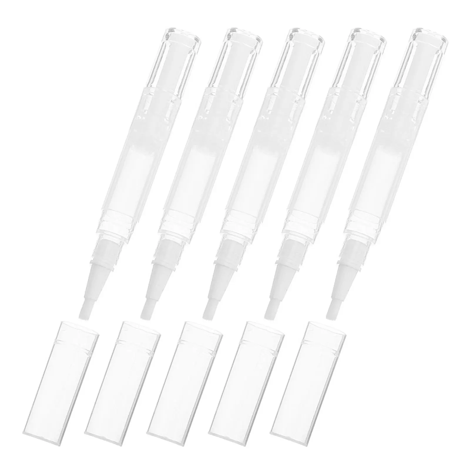 

5Pcs Nail Brush Pen Transparent Refillable Twist Pen for Nail Oil Cuticle Serum Lip Gloss Tubes Empty Eyelash Serum