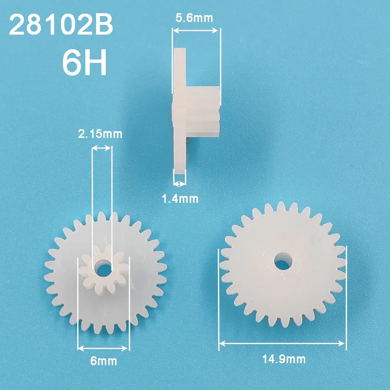 28102B 0.5M Plastic POM Gear Diameter 15mm 28 Teeth + 10 Teeth Two Layer Gear 2.15mm Hole DIY Toy Parts Accessories 28+10T