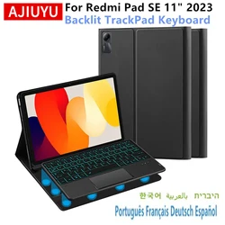 HUWEI Keyboard Case For Xiaomi Redmi Pad SE 11 Inch 2023 Redmi Red Mi Pad SE Tablet Protective Shell With Backlight Touch Cover