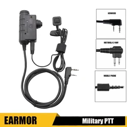 EARMOR tactical headset PTT adapter. Military communication headset PTT, KENWOOD, M2, MOBILE PHONE