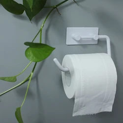 1pc Plastic Tissue Holder Hook, Bathroom Toilet Free Punching Roll Paper Holder, Toilet Wall Mounted Tissue Holder, Home E