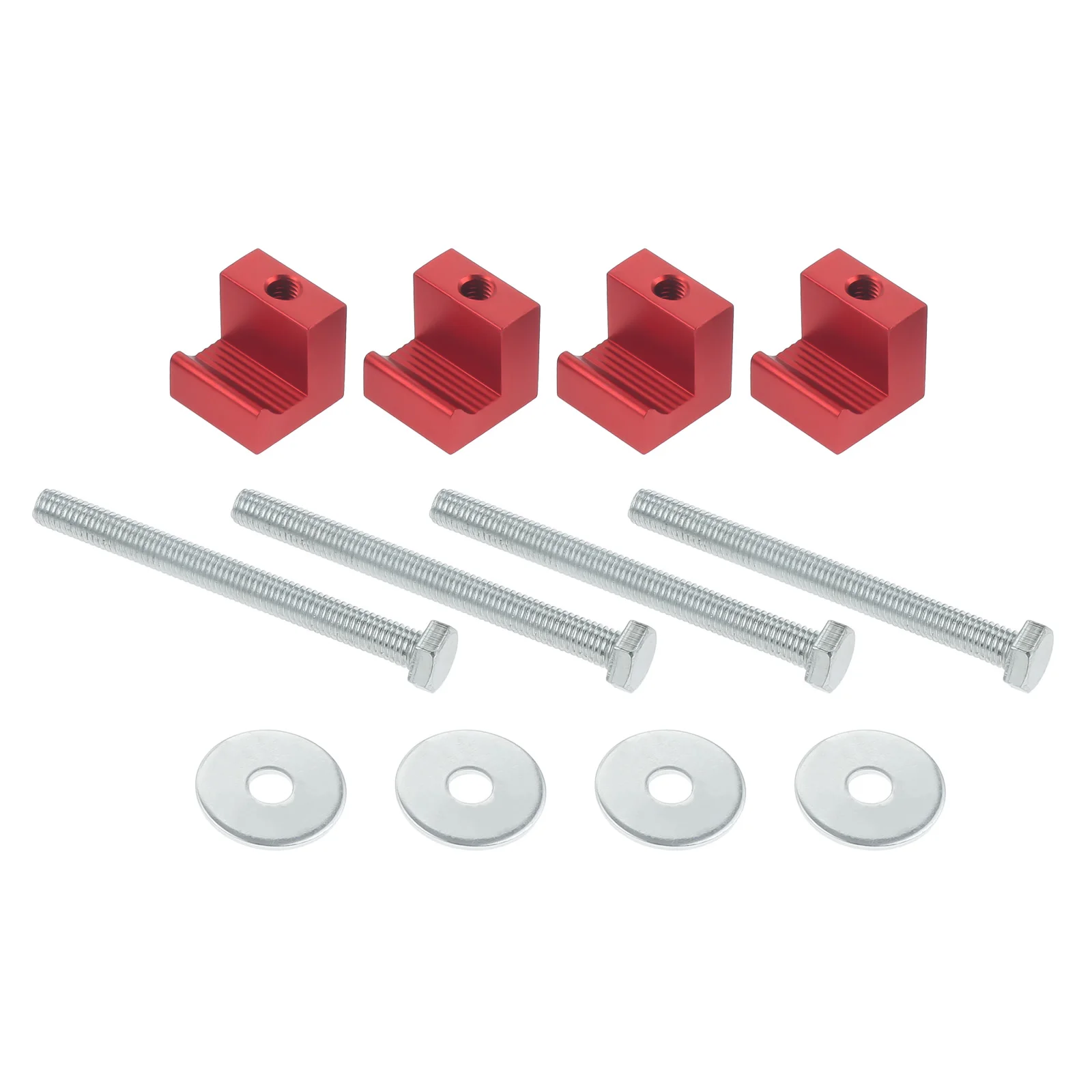 4Pcs/set Red Pickup/Truck Universal Fit Mounting Toolbox Tie Downs Kit Aluminum Alloy J Hooks Crossover Screws and Washers