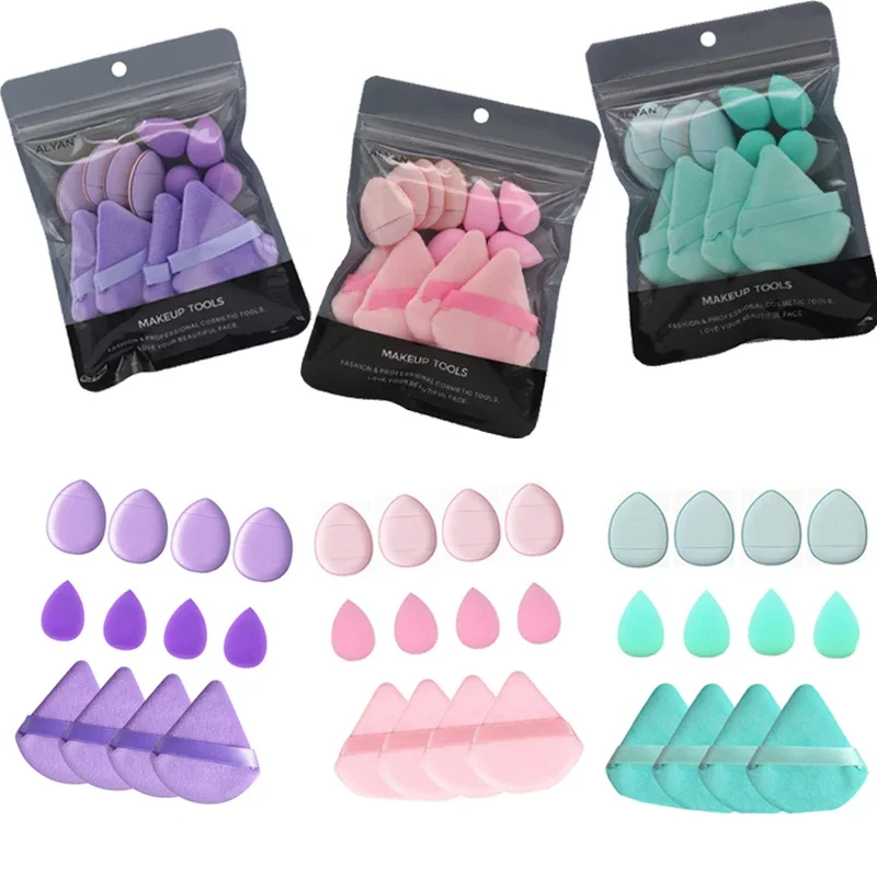 12 Stuks Professionele Make-Up Spons Blender Zachte Ei Cosmetische Puff Foundation Sponzen Poeder Bladerdeeg Face Accessoires Schoonheid Tools