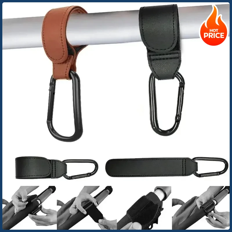 Ganchos de cuero para carrito de bebé, gancho ajustable de PU para cochecito de bebé, organizador, colgador de bolsa de pañales, accesorios de viaje para niños, 2 uds.