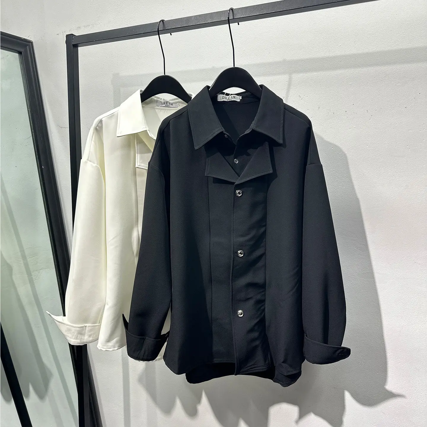 Dark Design Sense Avant-Garde Fake Two Pieces Shirts Men's Autumn Loose Retro Idle Style All-Matching Shirt