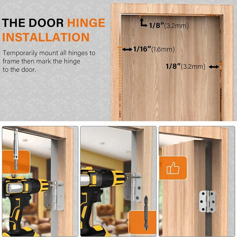 AB47-Jig Engsel Pintu, Templat Engsel Pintu Dengan 8 Ukuran Engsel Dari 2-1/2In Hingga 6In Dan 5 Ketebalan Pintu Dari 1-3/8In Hingga 2-1/2In