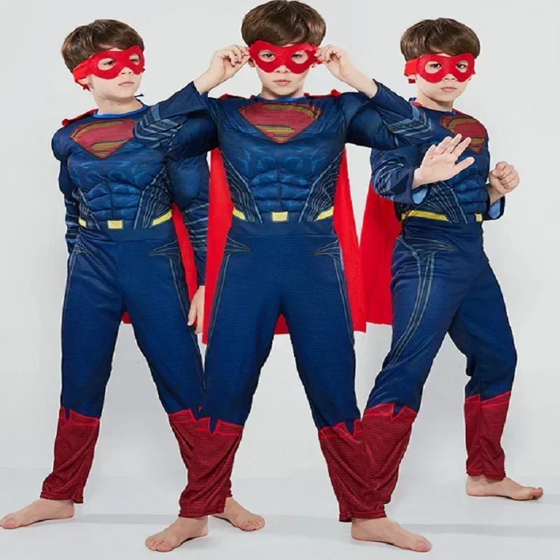 2025 New Kids Super Halloween Cosplay Costumes Boys Anime Superhero Party Role Play Dress Up Muscle Suit Children Hero Jumpsu AA