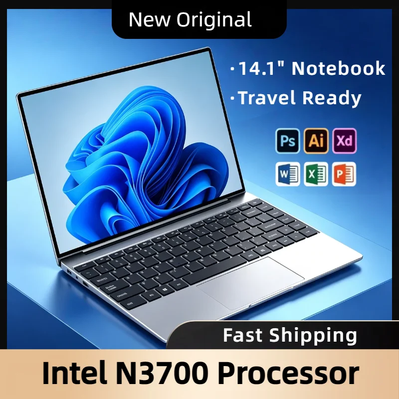 

NEW Windows 11 Laptop 14.1 Inch 16GB RAM 2TB SSD Intel N3700 Ultra Slim Notebook 1920x1080 Display Gamer Office Study Computer