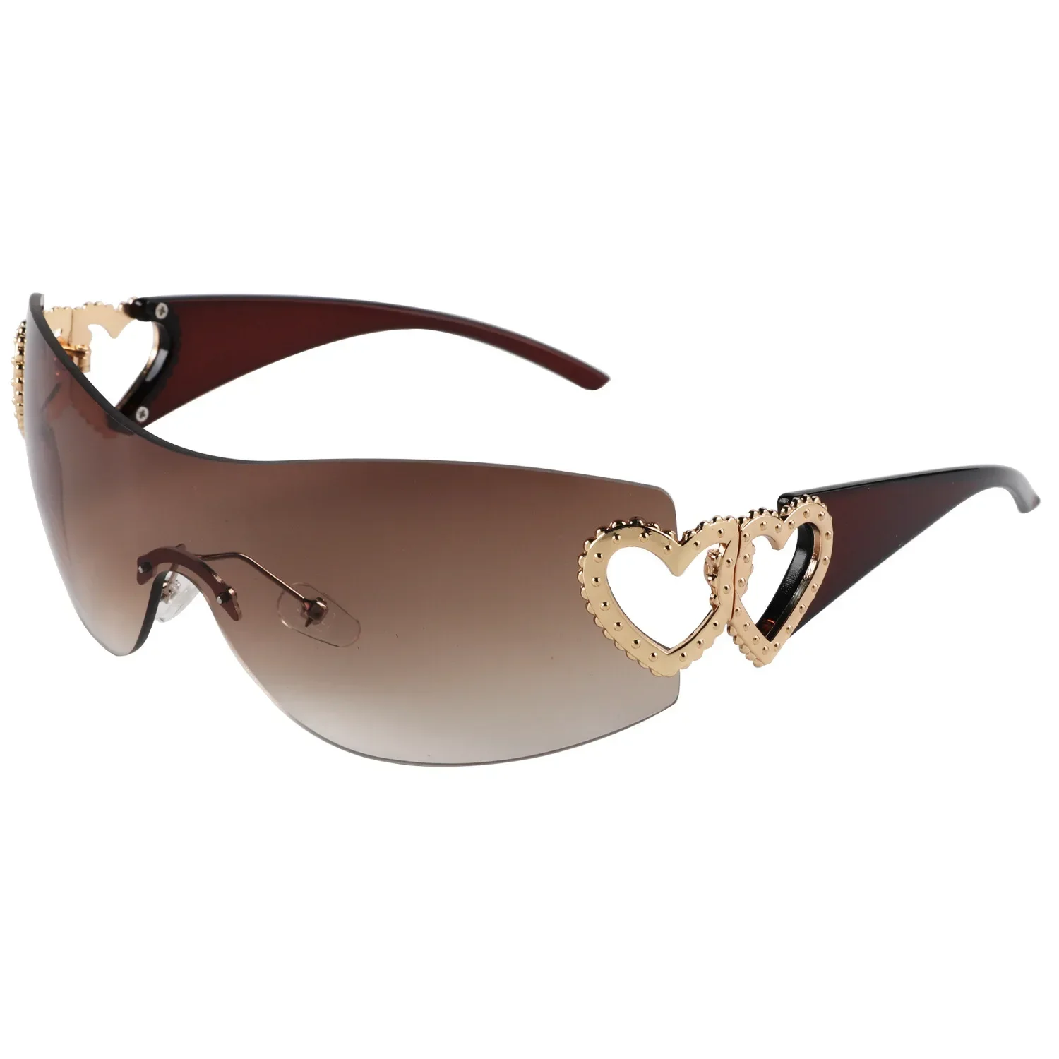 نظارات شمسية نسائية موضة القلب نظارات شمسية للكبار Gafas De Sol Y2K Para Hombre Y Mujer lrest De Una Pieza Con Degrad #3