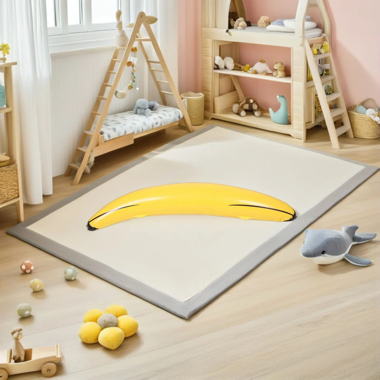 

Inflatable Banana 145Cm Giant Blow Up Fruit Pool Float Party Decor Photo Booth Props Carnival Birthday Celebration Supplies