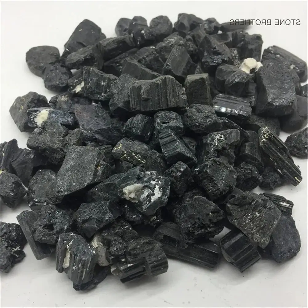 Tumbled Stone Natural Black Tourmaline Reiki Healing Energ Crystal Gravel Specimen Irregular Rock Bulk Home Aquarium Decoration