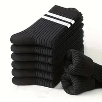 1/6/12 Pairs Men Socks High-quality Simple Casual Black White Striped Socks womens Breathable Mid Tube Sock Basketball Race Sock