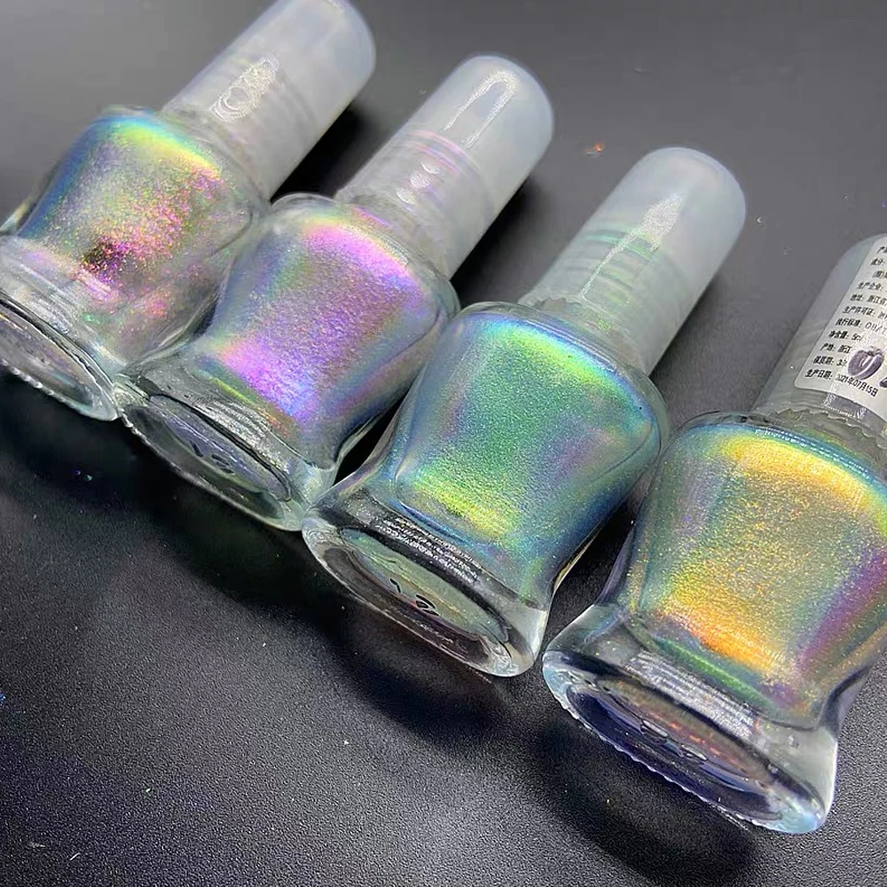 1Jar 5color Aurora Chameleon Nail Powder Holographic Mirror Effect Chrome Nail Art Rainbow Powder   Mermaid Magic Pearl Powder