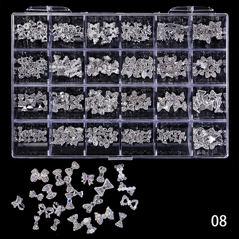 240pcs Nail Art Christmas Alloy Rhinestones 3D Nail Art Decorations Charms Glitter Fake Nails Accessories Manicure Nail Supplies