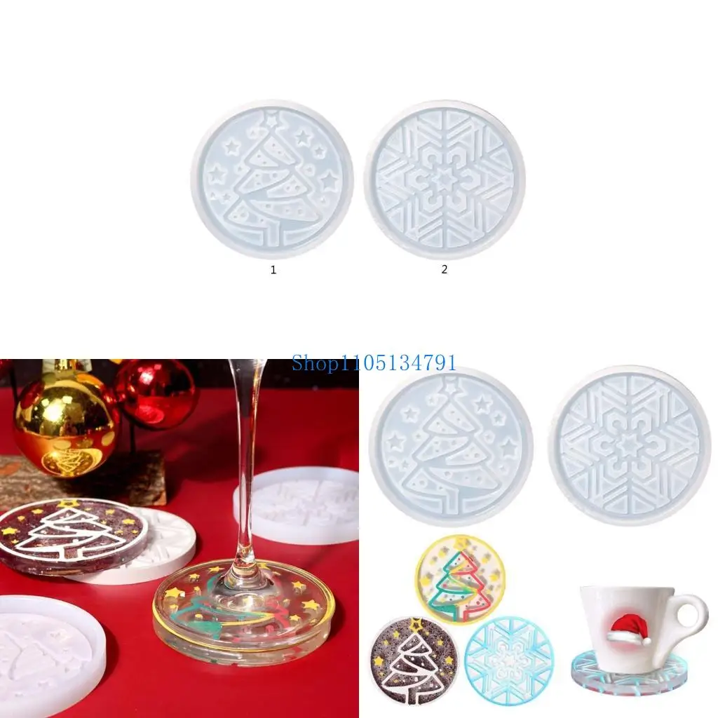 

Snowflake Coaster Silicone Molds Handmade Christmas Tree Cup Mat Casting Molds-Decor for DIY Epoxy Resin Jewelry Moulds