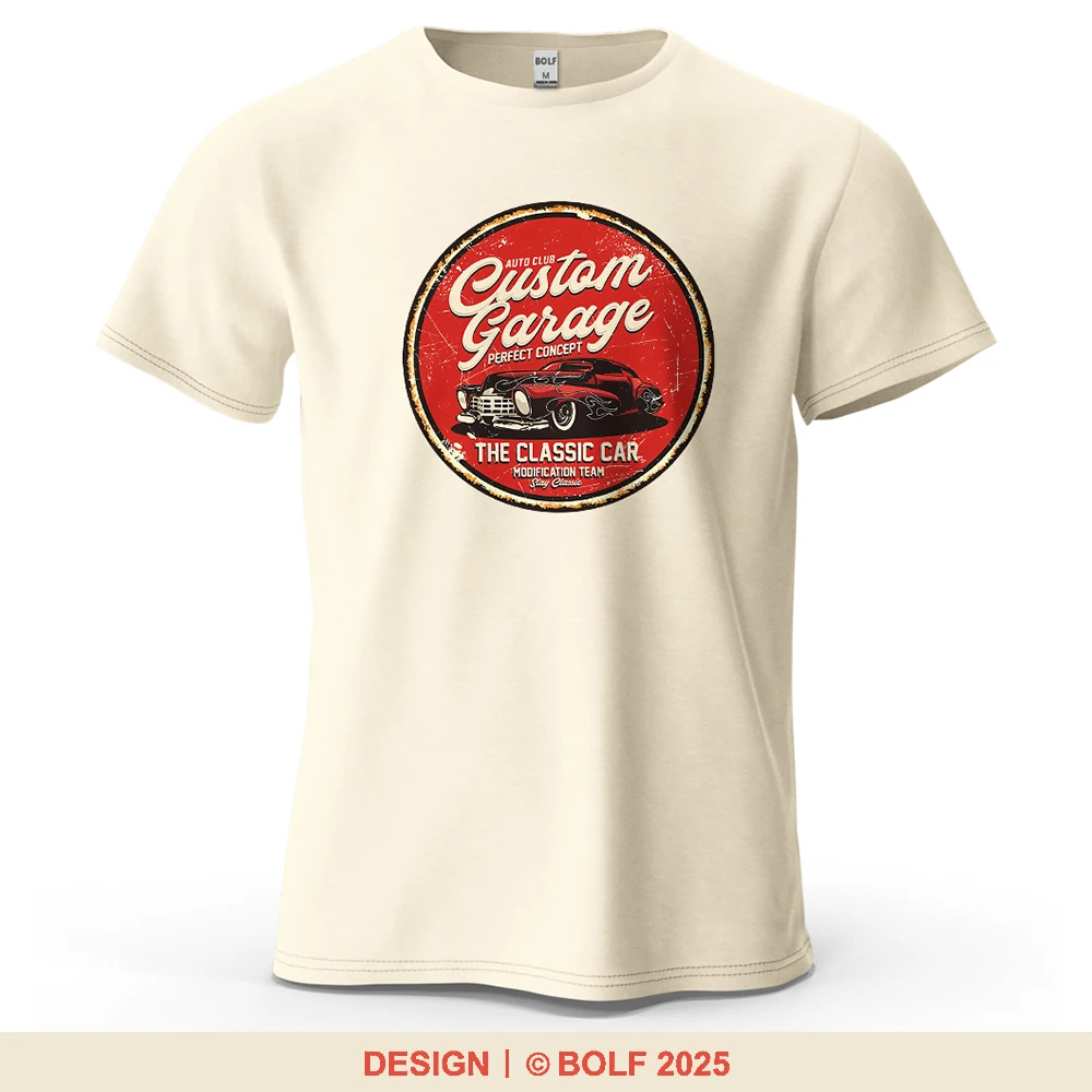 Camiseta de manga corta con gráfico de coche clásico para hombre, camisetas 100% de algodón con estampado Vintage, ropa deportiva informal de verano para mujer