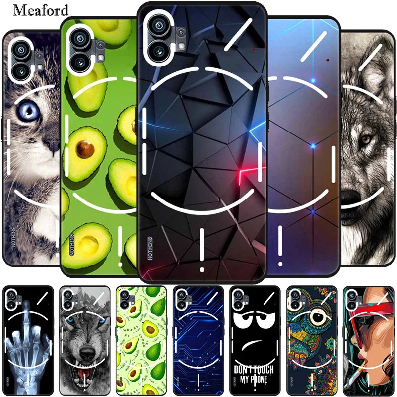 For Nothing Phone 1 Case Animal Soft Silicone Back Cover Phone Case for Nothing Phone 1 One Phone1 (1) 6.55 inch Cat Wolf Funda