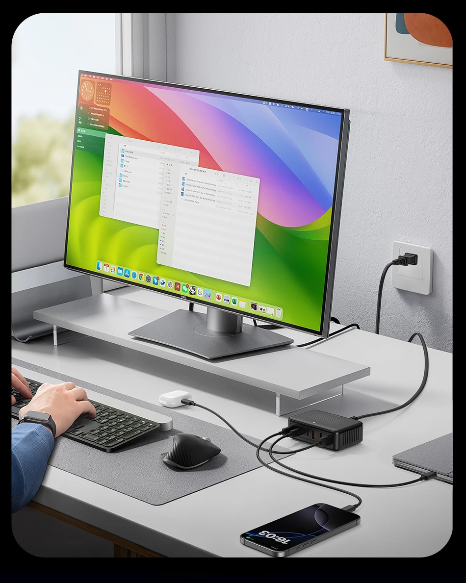 Rocoren USB-Ladegerät 100 W GaN-Ladegerät 6-Ports Desktop-Schnellladung Typ-C-Ladegerät Tragbares Kraftwerk für iPhone Xiaomi POCO – Detail 21
