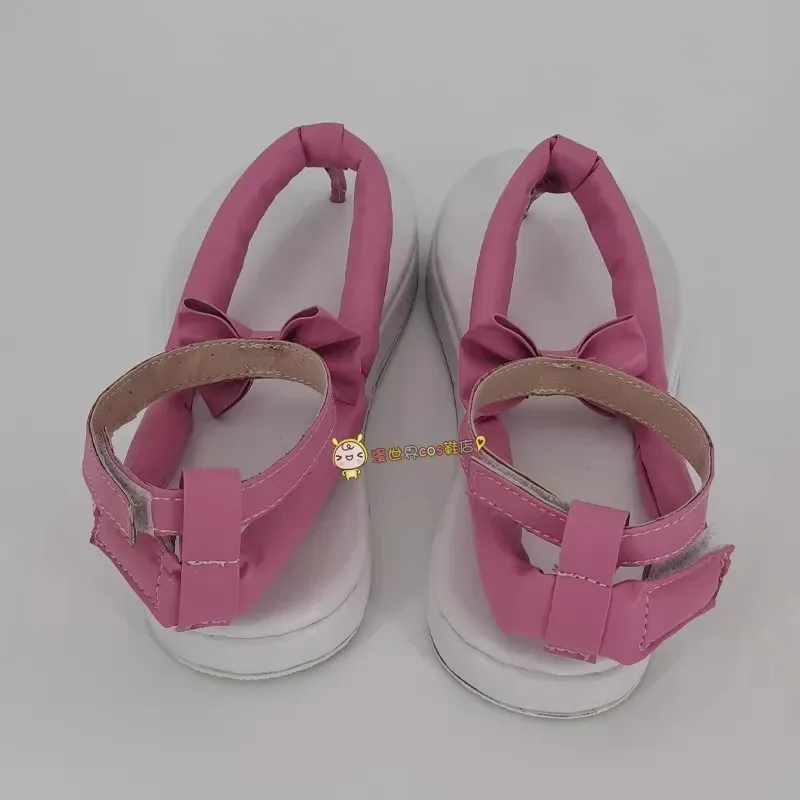 DY20Demon Slayer Kimetsu no Yaiba Kanroji Mitsuri Cosplay Costume Shoes Handmade Faux Leather Pink Sandals25
