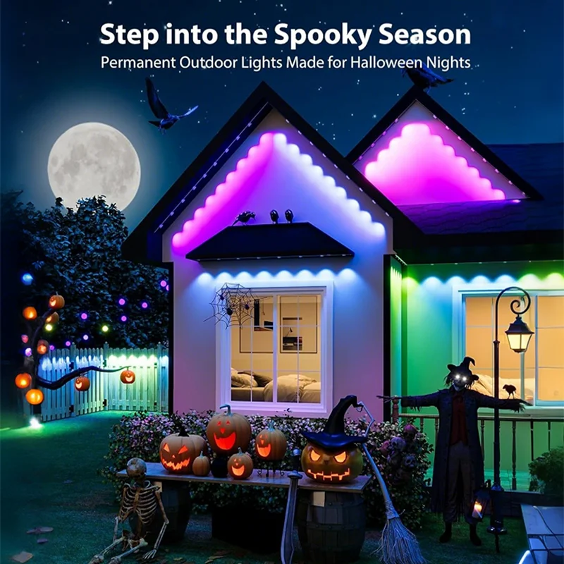 الذكية RGB-IC الطنف أضواء دائمة في الهواء الطلق سلسلة أضواء DIY LED اللون App التحكم IP67 مقاوم للماء للديكور المنزل الخارجي