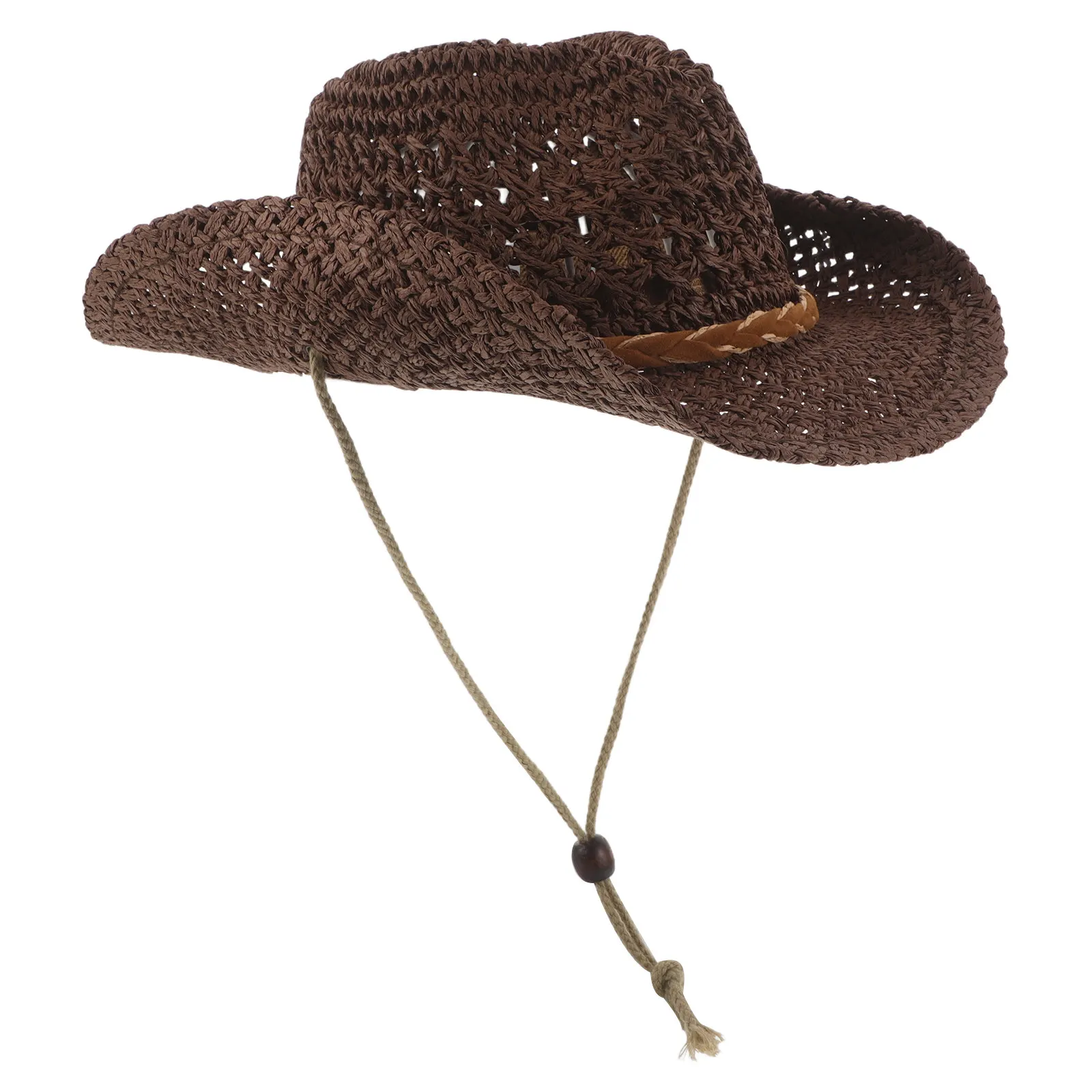 Sombrero de paja de ala ancha para niños, estilo vaquero, con protección solar, ideal para la playa, para niños y niñas, con correa para la barbilla que asegura un ajuste perfecto, perfecto para el verano y para actividades al aire libre.