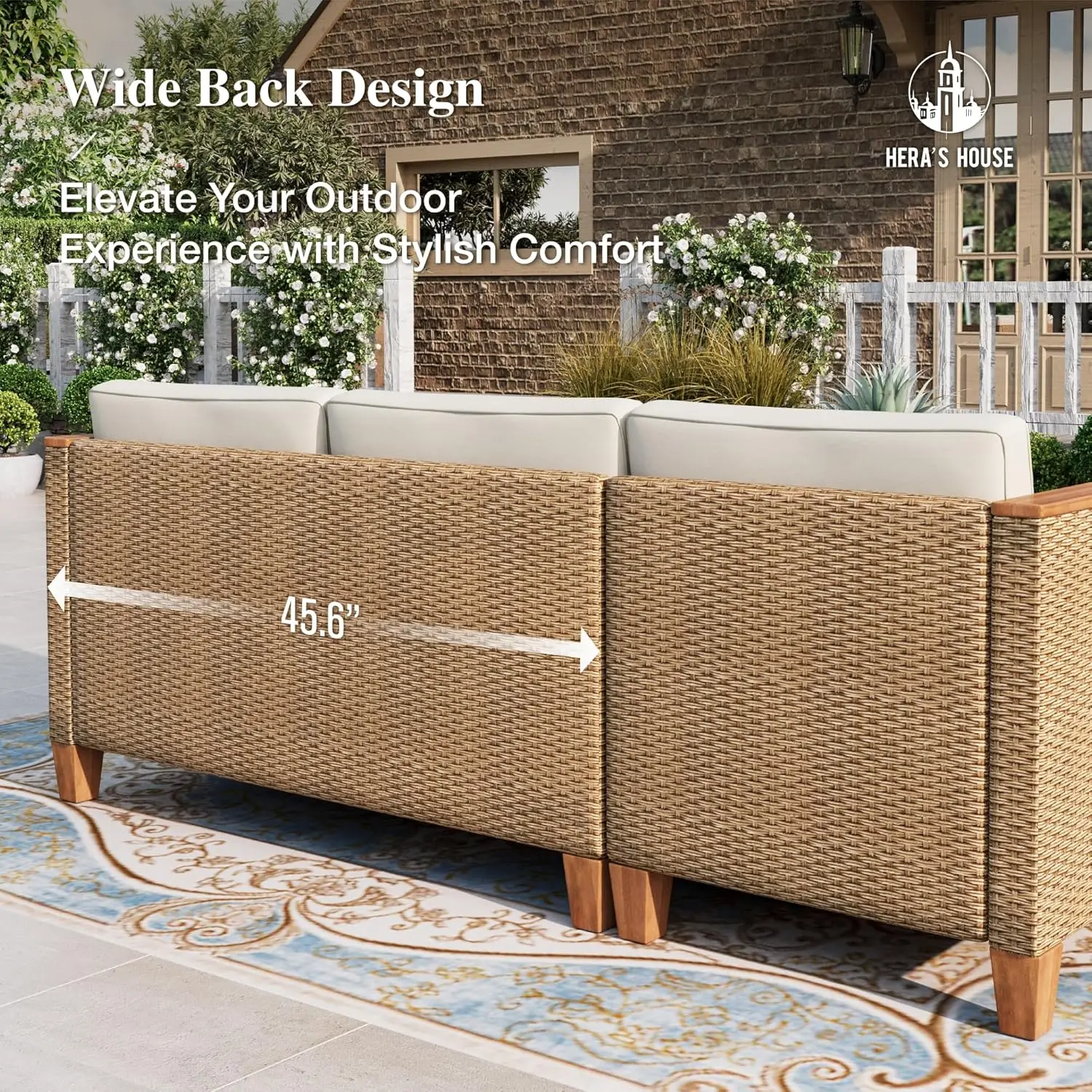 All Weather 3-Piece Wicker Patio Sectional Set,Yellow Rattan Conversation Sofa & Coffee Table for Lawn Garden