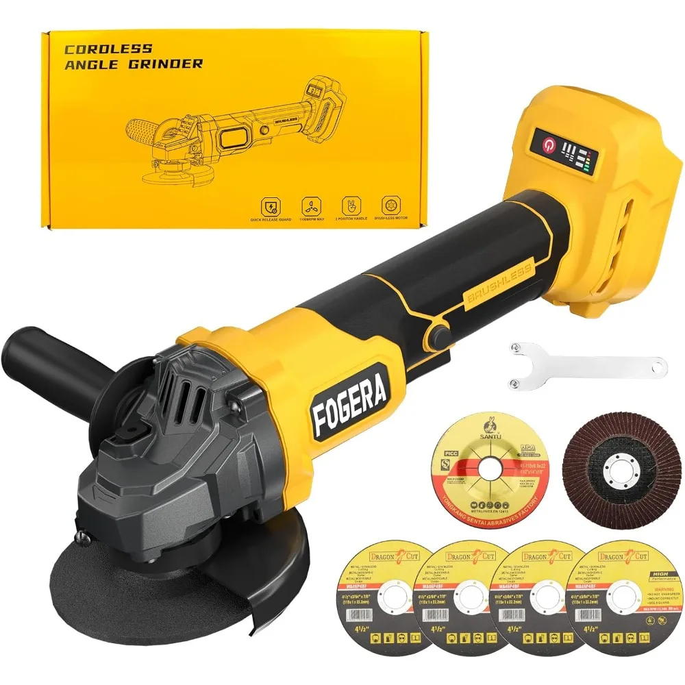 Cordless Angle Grinder, 4-1/2 Inch Power Grinder Tools Compatible with 20V MAX Battery, 3 Speed Power Cordless Grinder for Metal