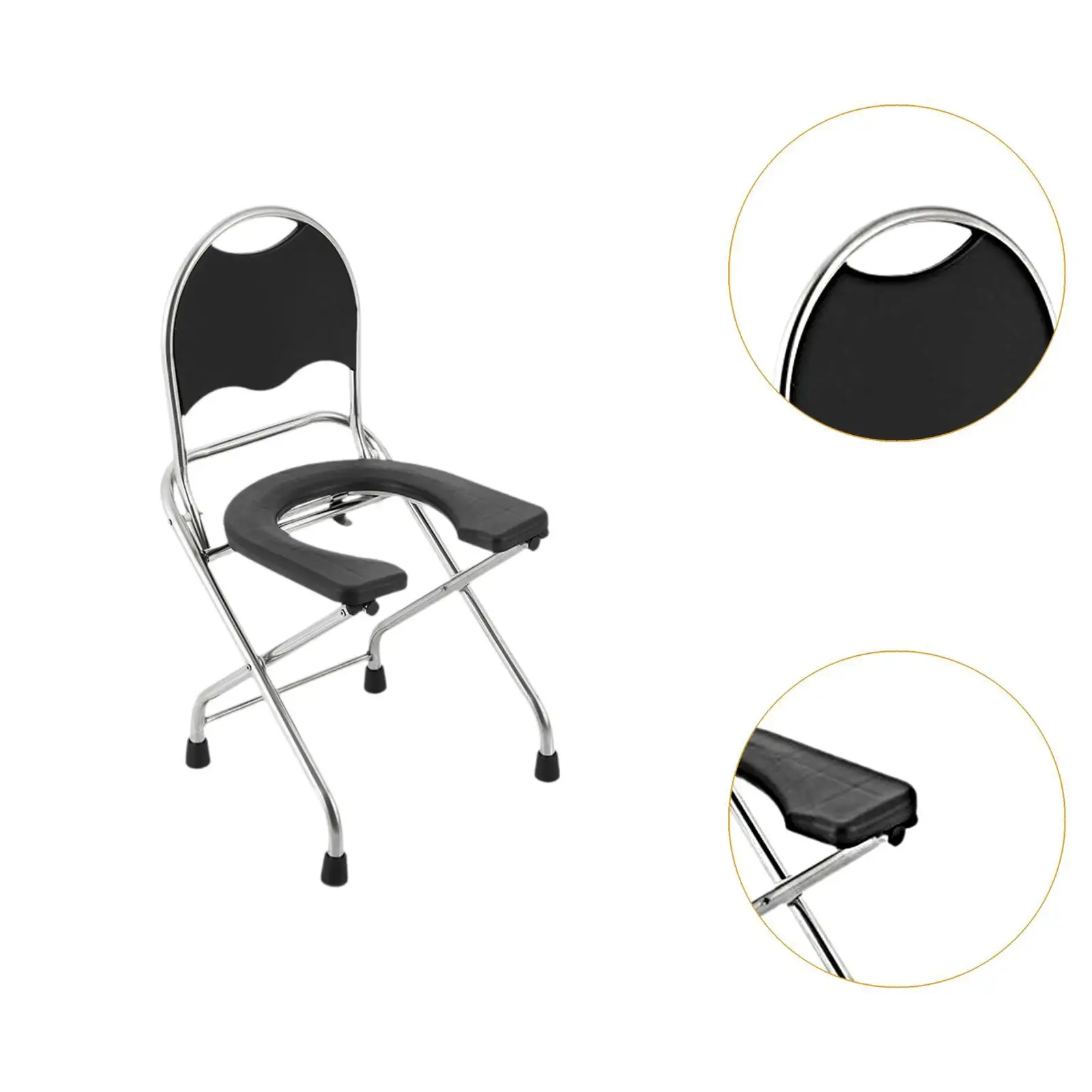 Waterproof Portable Toilet for seat Foldable Stainless Steel Squat Chair Elevated Commode for Seniors Adults