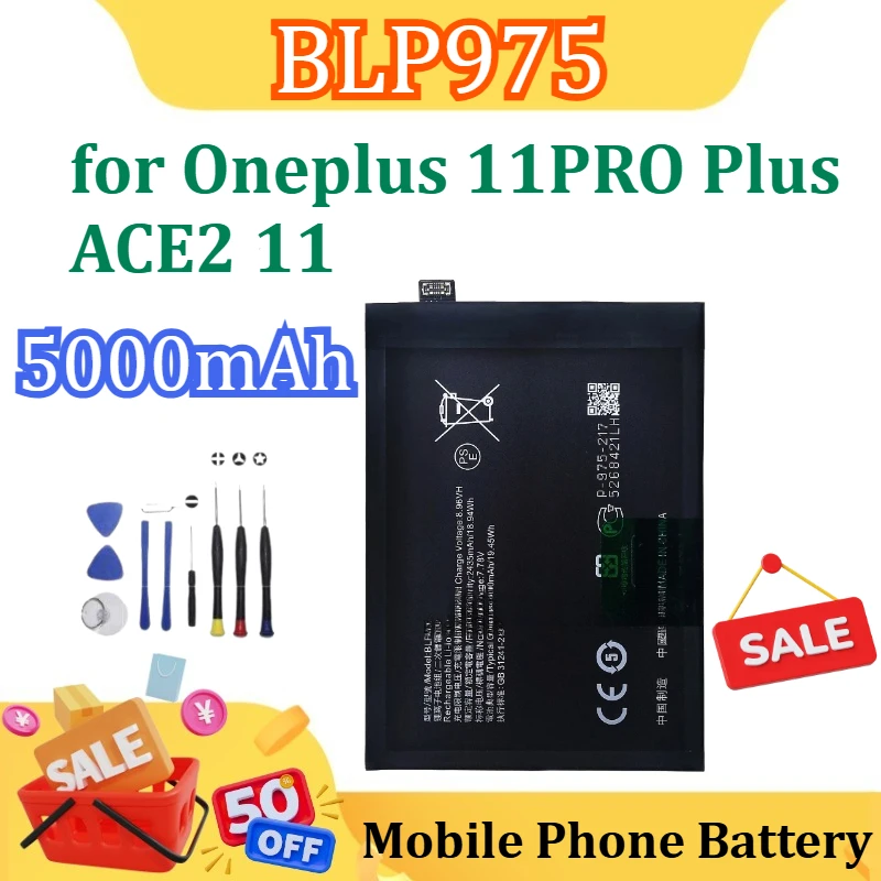 

New 5000mAh for Oneplus BLP975 11PRO Plus ACE2 11 Mobile Phone Battery+tools