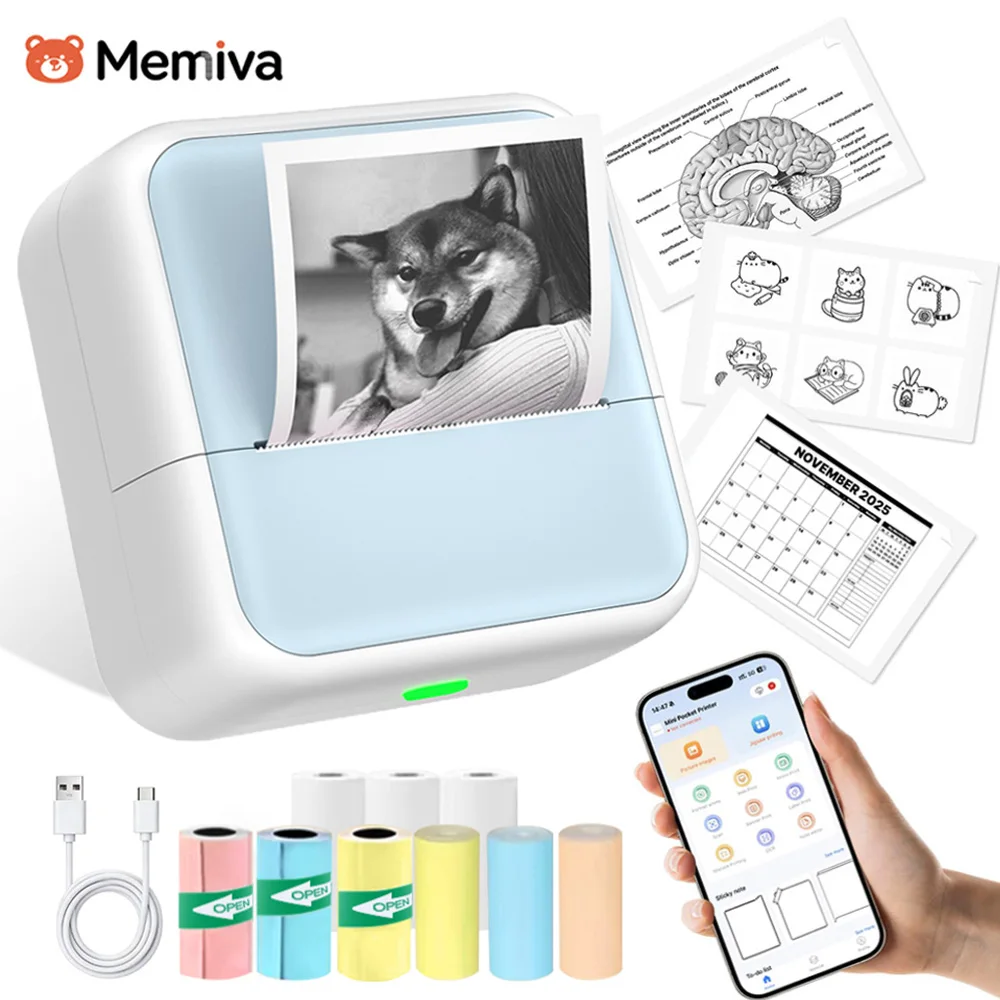 S1 Mini Thermal Printer Portable 57mm Photo Printer Compact Pocket Design For Photo Printing DIY Sticker Maker Home Office Print