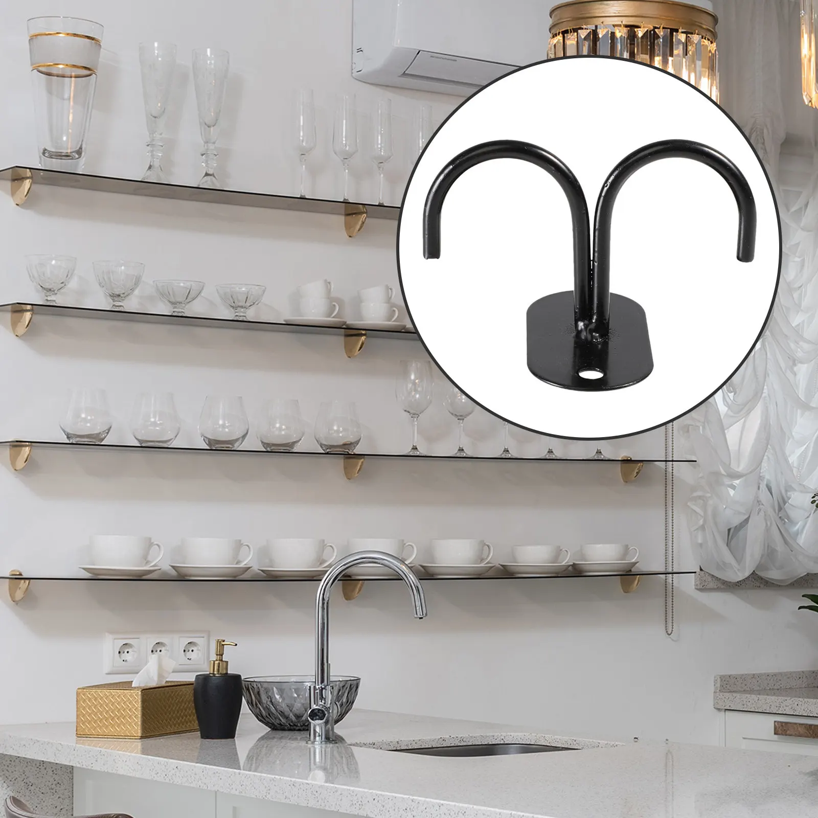 

Набор из 4 черных подставок для кухонных чашек: держатели для кружек, органайзеры для хранения бокалов, подвесные стойки для демонстрации под шкафом, держатели для кофейных чашек