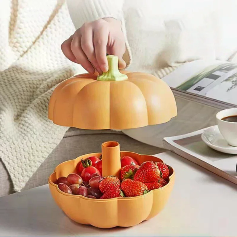 Simulated Pumpkin Fruit Plate, Double-layer Fruit Box, Fruit Basket, Layered Design, Moisture-proof And Dust-proof