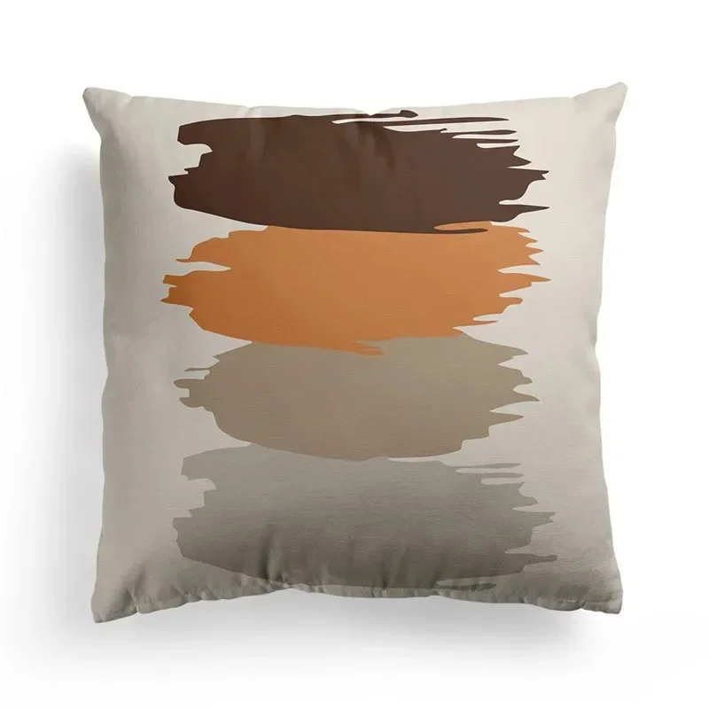 Nordic Orange Geometric Oil Painting Line Art Throw Pillow Cover Floral Print Home Decor Pillow Cover Office Sofa Pillow Cover