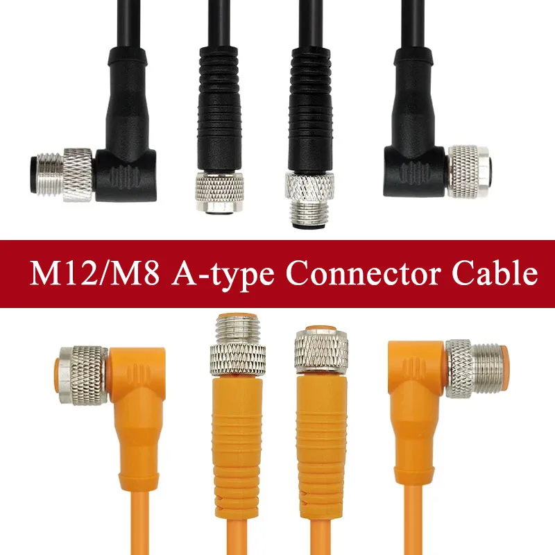 M12 Aviation Plug Connectors M8 3/4/5/8 Pin Photoelectric Proximity Switch Sensor Male Female Strip Line A-type Elbow Line