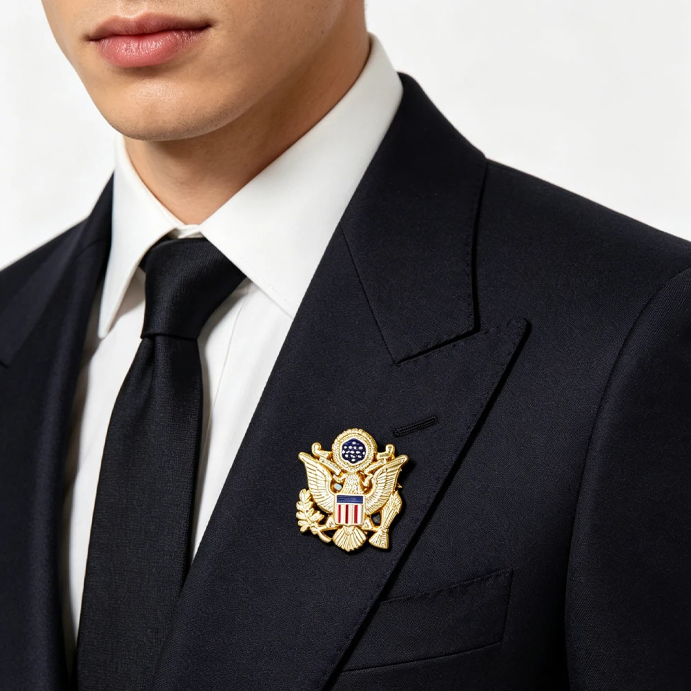 1pc US Great Seal Army Eagle Badge Vintage Military Brooch Pin for Suit Jacket Lapel Hat Metal Costume Cosplay Accessories
